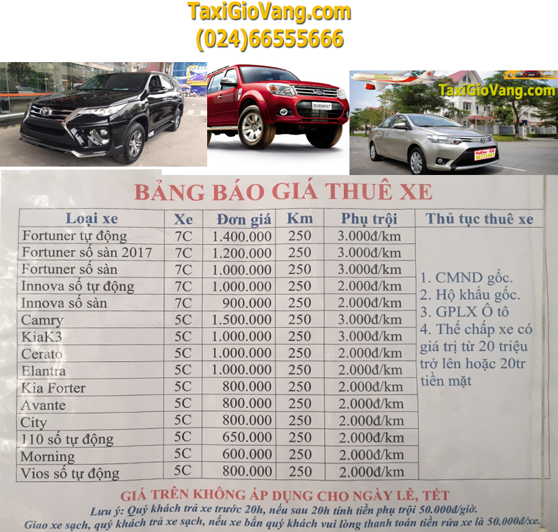 Cho Thuê Xe Tự Lái Giá Rẻ Khu Linh Đàm - Taxi Gio Vang